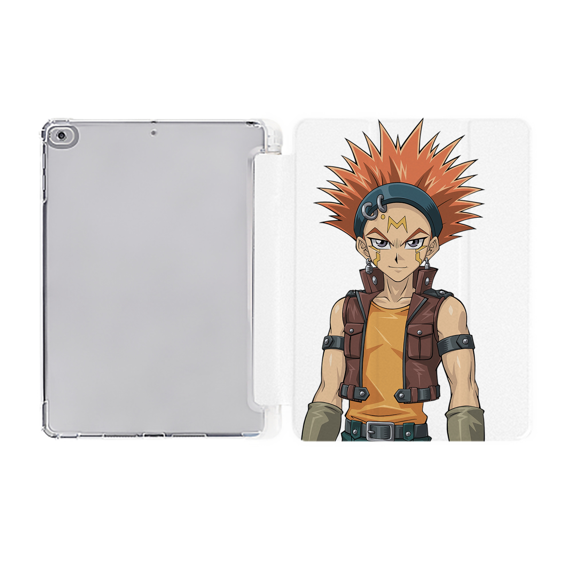 （画像用） 遊☆戯☆王 Yu-Gi-Oh! IPad ケース ペン収納付き 三つ折りスタンド PUレザー×シリコン 対応機種9.5/10.5/10.9インチ